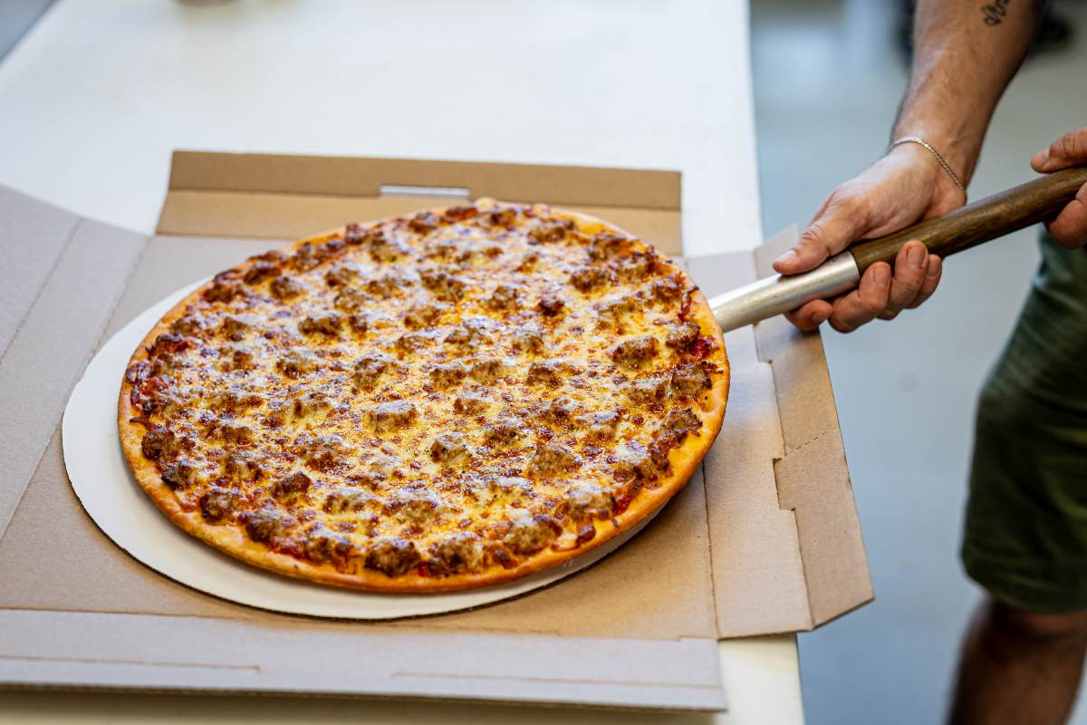 Rosati's Italian sausage pizza topping fresh daily